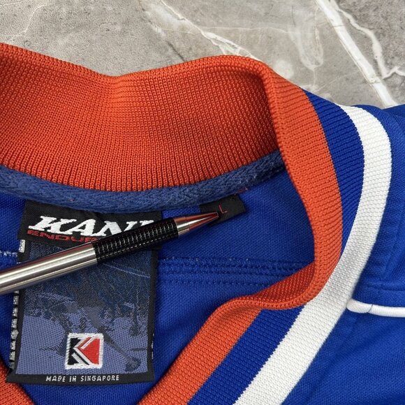 Vintage Kani Hockey Jersey Mens Large Blue Orange Hip Hop Throwback Rap Skate - Picture 5 of 16